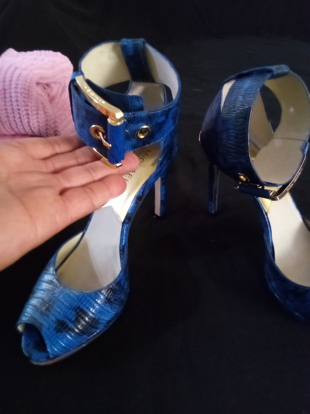 Michael Kors Blue Open-Toe Ankle-Strap Stiletto Heels